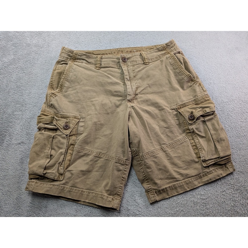 American Eagle Mens Classic Cargo Shorts Tan Khaki Next Level Flex Size 32